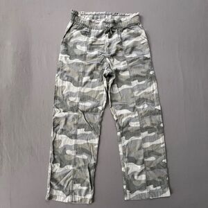 Abercrombie Kids Linen Pants Girls Size 17-18 Wide Leg Washed Camo Pull-on NWOT